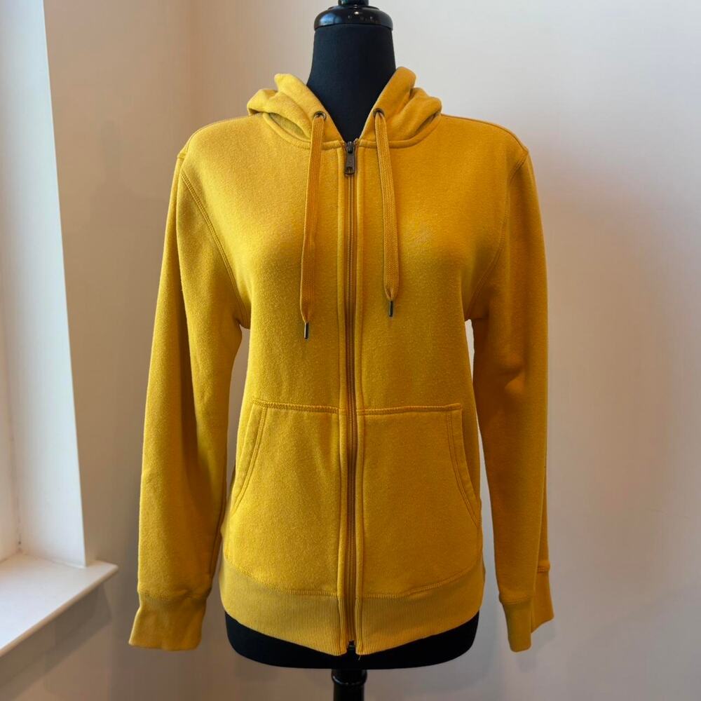 Amazon Essentials Mustard Yellow Zip Up Hooded Casual Sweatshirt Sz Small